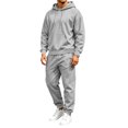 thumbnail image 3 of Trgacdwlo Sweatsuits for Men 2 Piece Tracksuit Solid Color Relaxed Fit Hoodie Jogging Sport Pants Set Fall Winter Tracksuit Sweatsuit for Men Light Gray S, 3 of 10