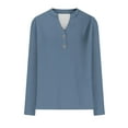 thumbnail image 5 of Long Sleeve Tops Womens Henley Dressy Tops Loose Casual Fall T-Shirts Trendy Cute Pullover Blouses, Navy 3XL, 5 of 6