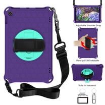 Dteck Case Compatible with Kindle Fire HD 10 Tablet (7th Generation and 9th Generation, 2017 and 2019 Release) with Adjustable Shoulder Strap, 360 Rotating Kickstand Shockproof Case, Purple Mint