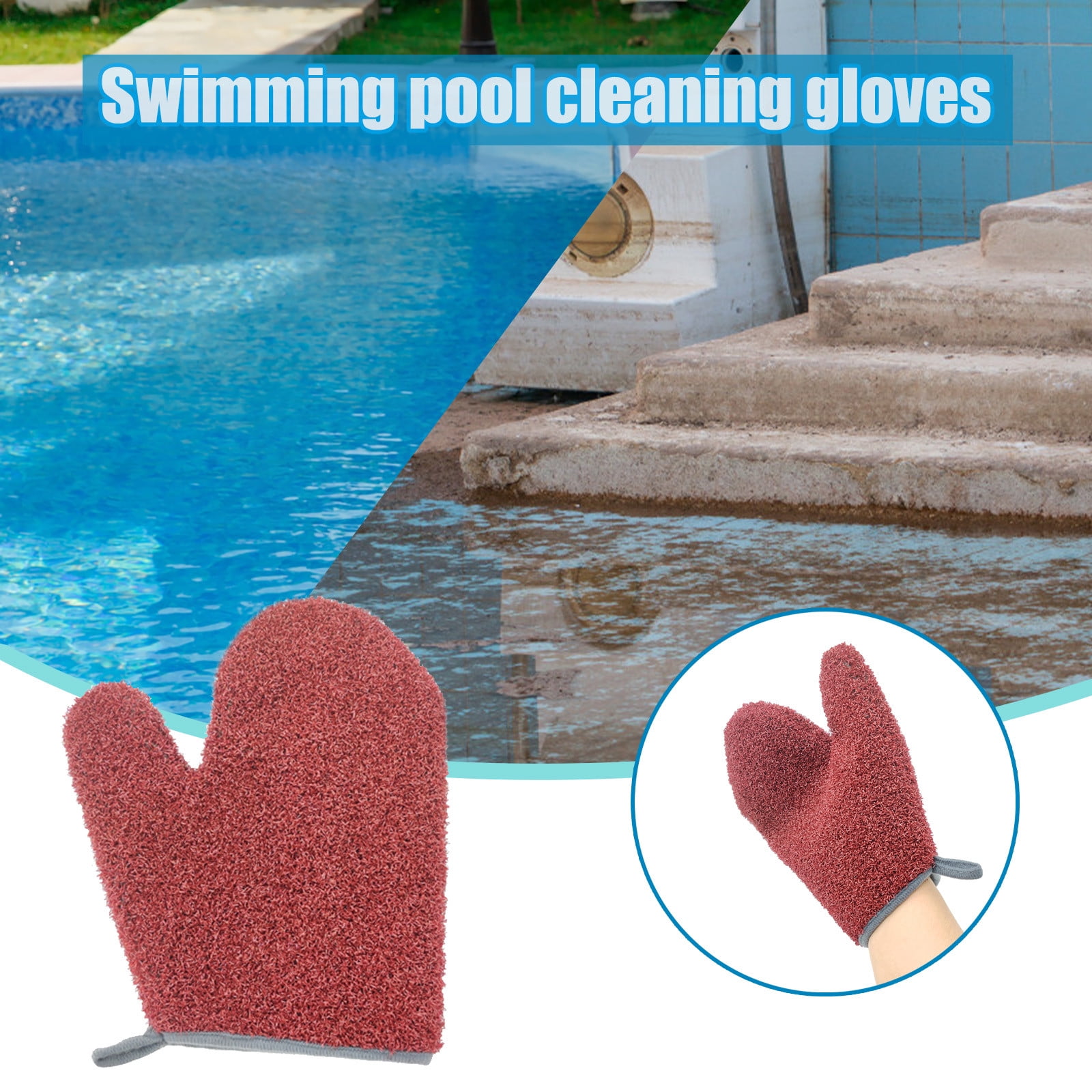 YARNOW Pool Cleaning Glove Spa Scrubbing Mitt Waterproof Silicone Glove