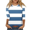thumbnail image 1 of Bowake Sweatshirts à Manches 3/4 Col Rond pour Femmes, Pull à Rayures Color Block, Tuniques Décontractées d'Automne, 1 of 5