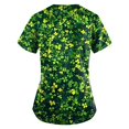 thumbnail image 3 of BDPORKAS Womens Scrub Tops Irish Lucky Clover Scrubs Top St. Patrick's Day Printed Graphic Working Uniform St. Patrick's Day Holiday Workwear, 3 of 3