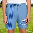 thumbnail image 2 of HNMKIU Boys Mesh National Team Style Shorts Comfortable Breathable Athletic Wear Elastic Waist Kids Youth Training Casual Play Light Blue,7-8 Years, 2 of 5
