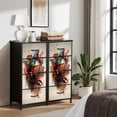 thumbnail image 6 of Dresser for Bedroom with 4 Storage Drawers Graffiti Soccer Ball Colorful Paint Dressers Chest of Drawers Steel Framed Fabric Closet Organizers for Bedroom Dorm Playroom, 6 of 7