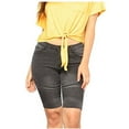 thumbnail image 4 of Women's Summer High Waist Denim Shorts Curling Hem Mid Thigh Short Jeans Casual Slim Fitted Bermuda Shorts with Pocket, 4 of 7