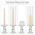 thumbnail image 5 of Clear Glass Hurricane Candlestick Holder Pillar Candle Holder Set of 2 Tall Taper Candle Stick Candle Holder with Hurricane Chimney for Wedding Dinning Home Party Centerpieces Table Decor, 5 of 8