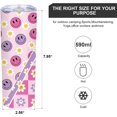 thumbnail image 5 of Cute Gifts for Wowmen Checker Retro Insulated Skinny Tumblers Coffee Mug with Lid Pink Smiley Face V Split Cup 20oz - Reusable Bottle for Hot & Cold Drinks Tea Cup Iced Coffee Travel Mug, 5 of 6