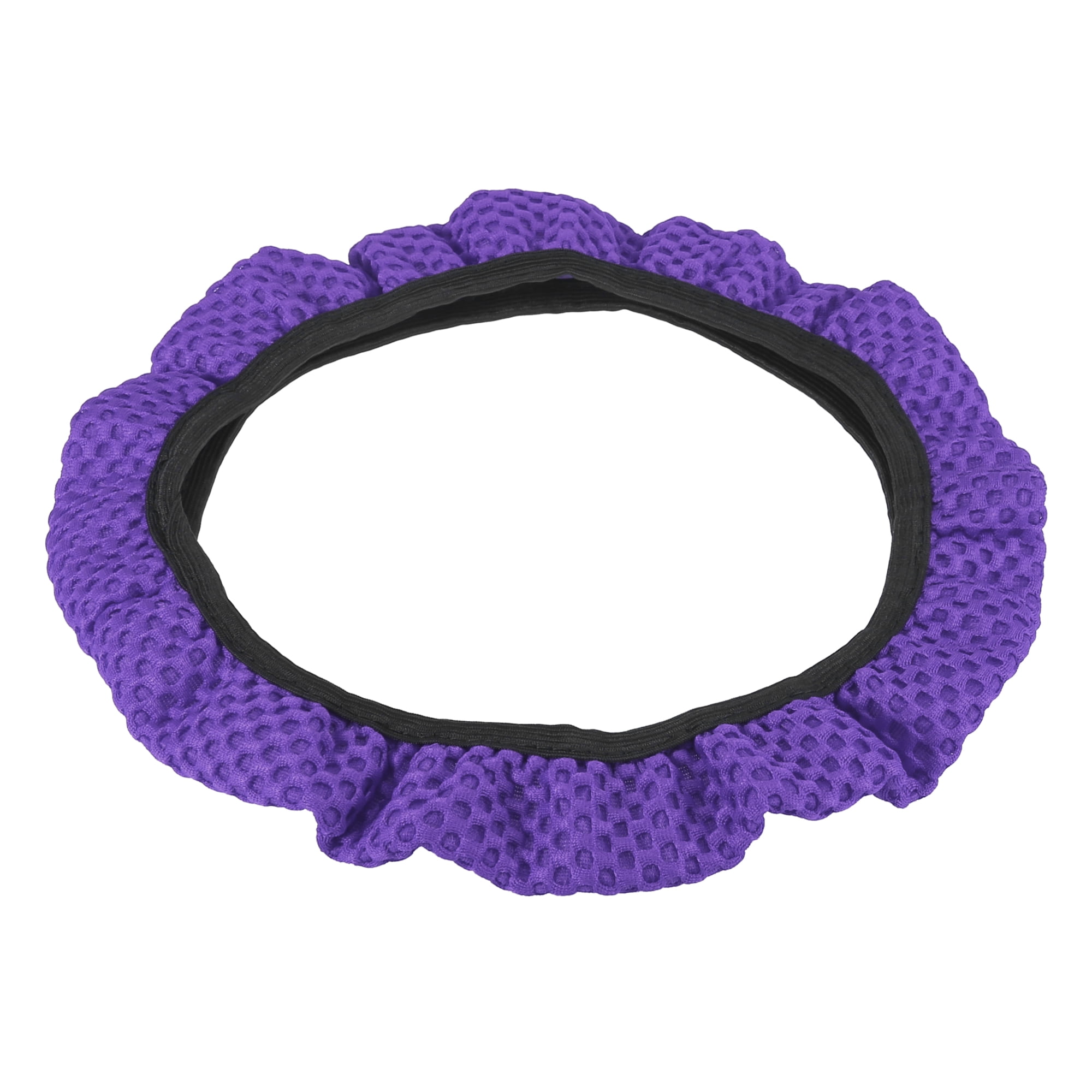 Unique Bargains Anti Slip Steering Wheel Cover Elastic Mesh Cloth 15" Purple