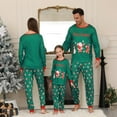 thumbnail image 4 of ZEFORTEX Christmas theme matching long-sleeved pajama set for men and women in green, 4 of 7