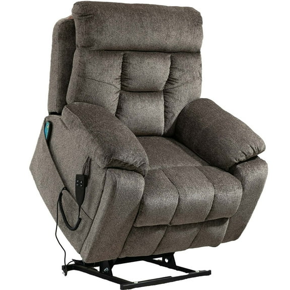 SYNGAR Power Recliner Chair Oversized Recliner with Heat Therapy and Massage, 180 Degrees Lying Flat Recliner for Adults Elderly, Single Leisure Sofa with Cup Holders for Living Room, Dark Brown