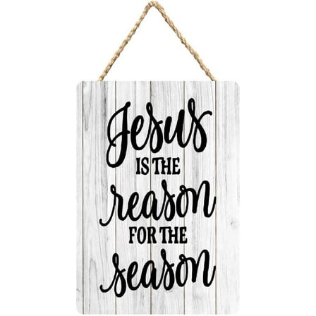 Rustic Wooden Sign Decor - Jesus Is The Reason For The Season - Wood Plaque Home & Office Inspirational Gifts Hanging Wall Signs 6x12 IN