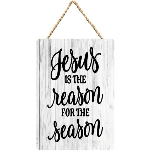 Rustic Wooden Sign Decor - Jesus Is The Reason For The Season - Wood Plaque Home & Office Inspirational Gifts Hanging Wall Signs 6x12 IN