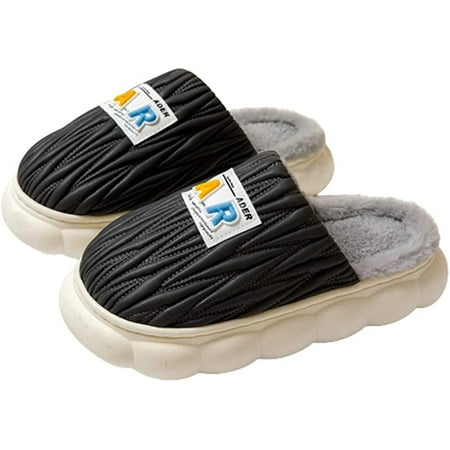 

PIKADINGNIS Women Men Fluffy Faux Fur Warm Soft Indoor House Shoes Non-slip Plush Winter Fashion Slippers