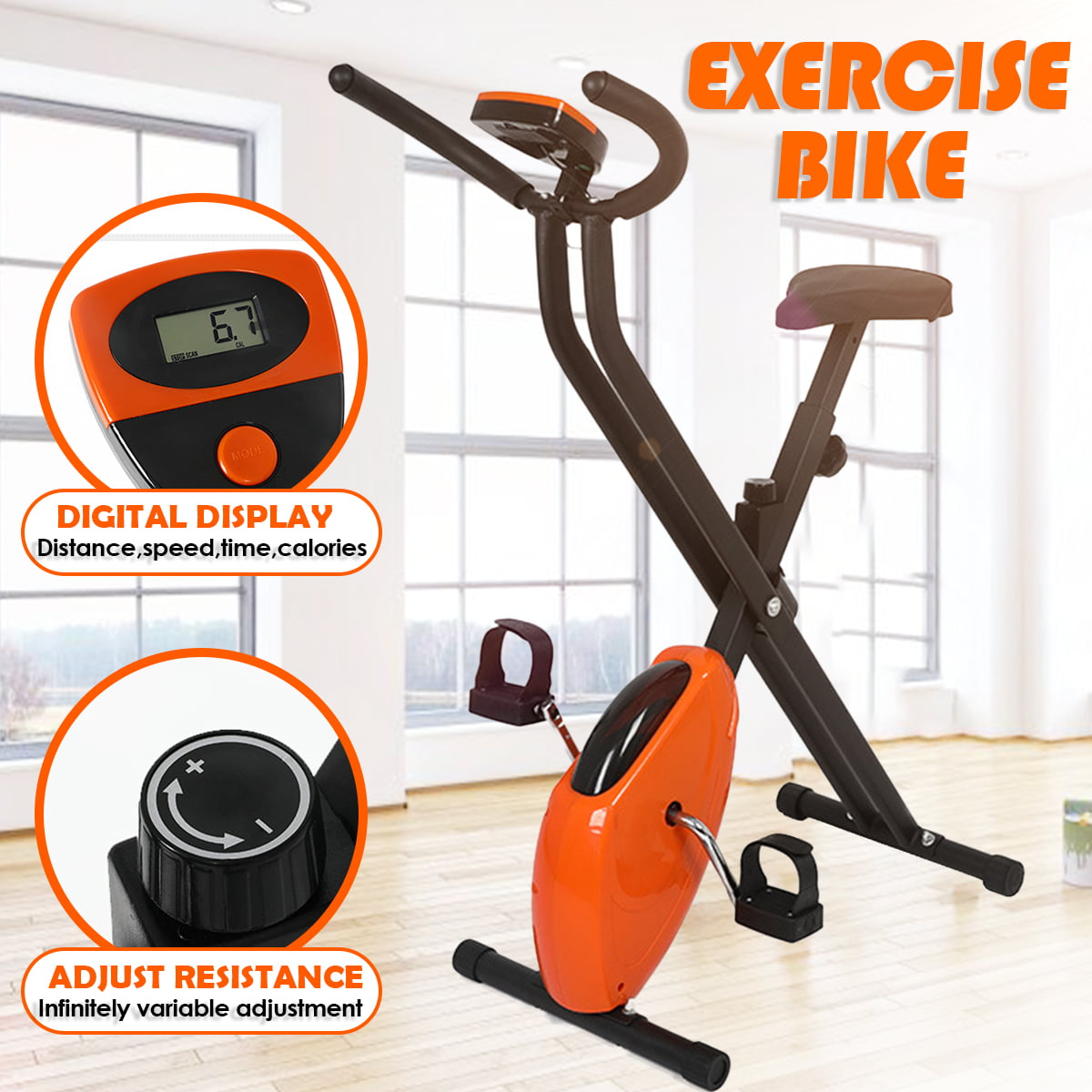 Details about   Bicycle Cycling Exercise Bike Folding Fitness Cardio Indoor Home Workout Gym US 