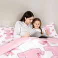 thumbnail image 4 of Erosebridal Dreamy Princess Style Full Size Comforter Sets,Pink Bowtie Monogrammed H Bedding Sets For Princess, Reversible 3-Piece, 4 of 7