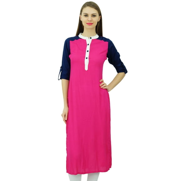 Phagun Indian Ethnic Rayon Punjabi Kurti For Ladies Mandarin Collar Casual Tunic Blouse