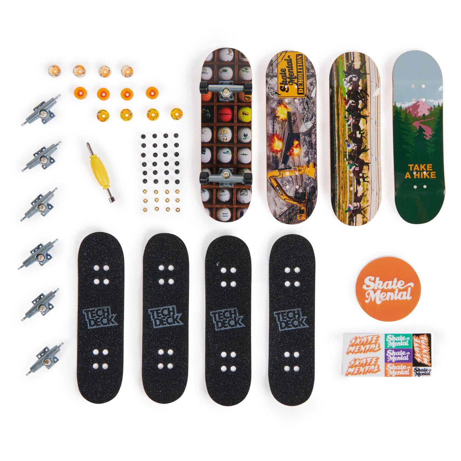 Tech Deck, Ultra DLX Fingerboard 4-Pack, Skate Mental, Collectible and Customizable Mini Skateboards, Kids Toys for Ages 6 and up