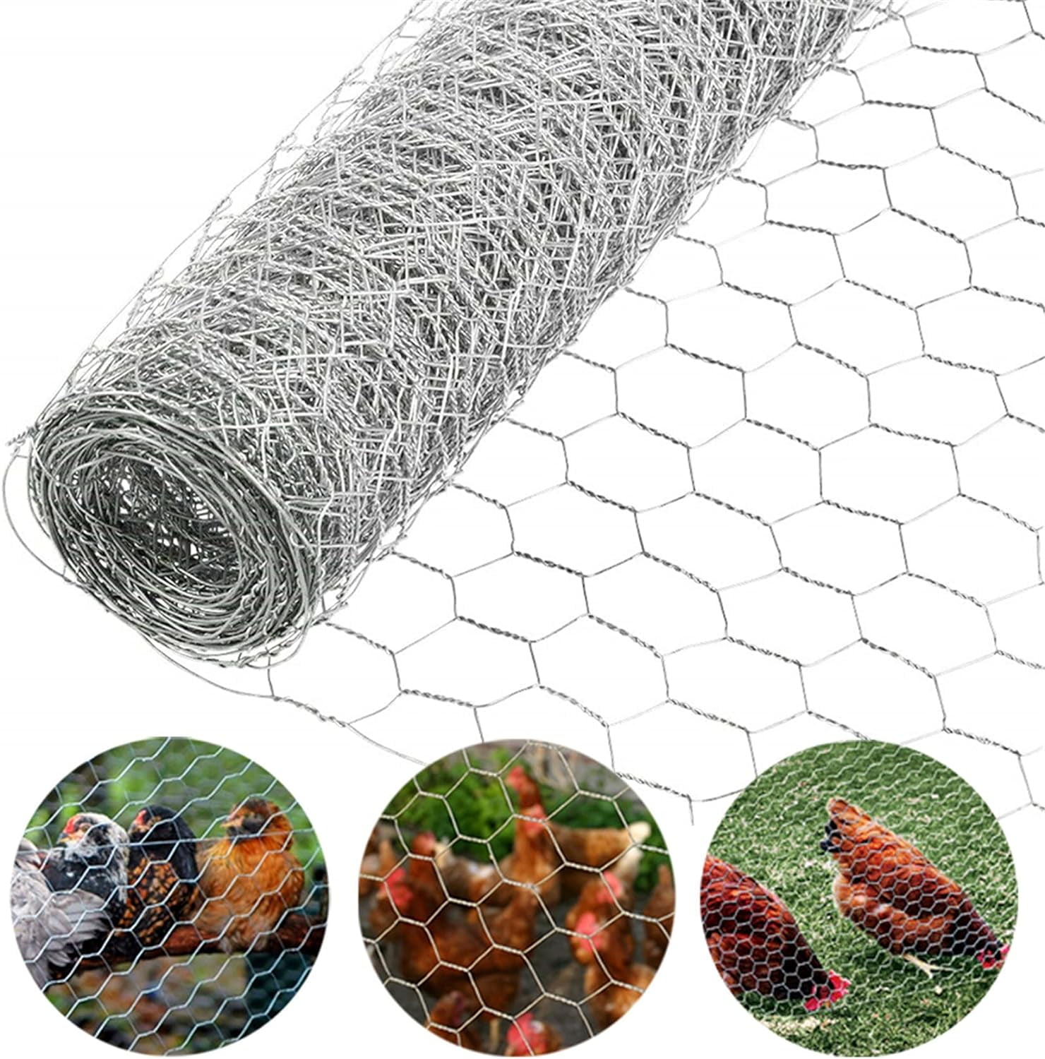 PET-U Galvanized Hexagonal Wire Poultry Netting Mesh for Craft Projects and Gardening Metal Mesh Fencing / Chicken Wire