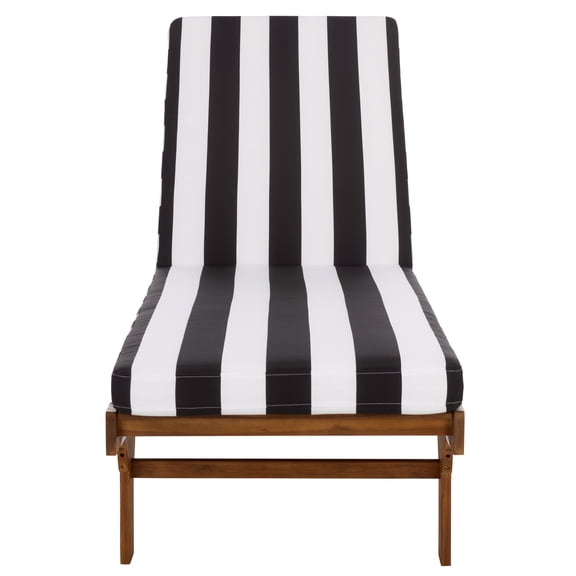 Safavieh Newport Wood Outdoor Lounge Chairs, Natural/Black Stripe