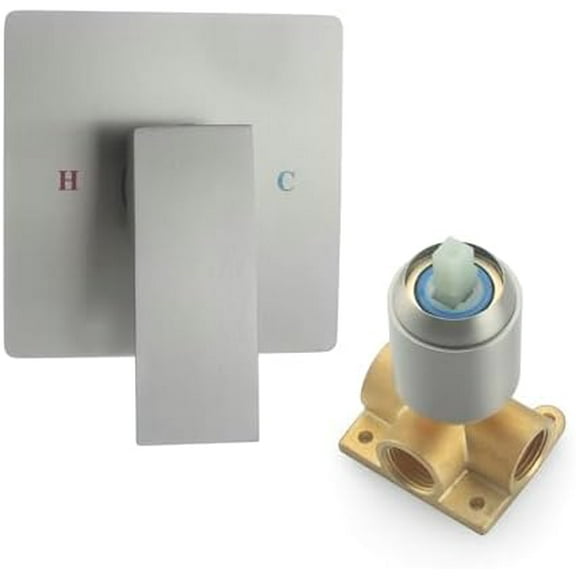 Single Function Shower Valve Wall Mount Shower Handle Valve Trim Kit Brass Single Handle Square Shower Mixer Valves Kit Rough-In Valves, Brushed Nickel$$Tools & Hardware Other