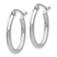 thumbnail image 2 of 14k White Gold 2mm Oval Tube Hoop Earrings, 2 of 8