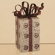 Pack of 2 Brown and Gold Decorative Glitter Drenched Christmas Gift Packages 9.5"