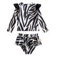 thumbnail image 6 of hengsof Girls' Long Sleeve Split Swimsuit, Fashionable Ruffle Print Marine Sports Conservative Skirt Swimsuit Suit, Suitable for The Seaside Beach Children 2-12 Years Old, 6 of 7