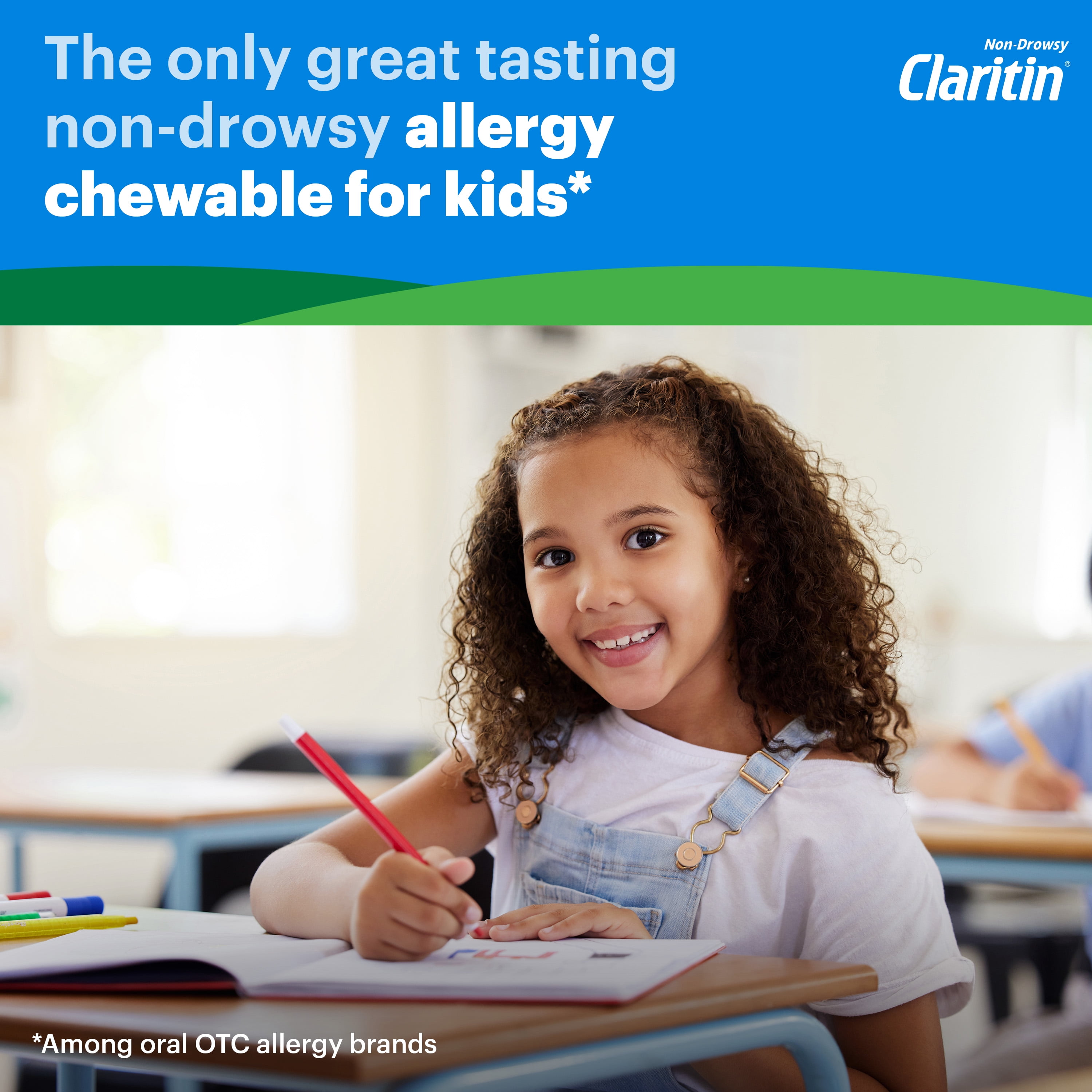 Claritin Allergy Medicine for Kids, Loratadine Antihistamine Bubblegum Chewable Tablets, 30 Ct