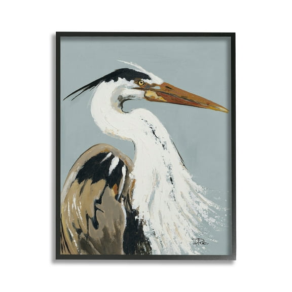 Stupell Industries Heron Looking Right Animals & Insects Painting Black Framed Art Print Wall Art, 11 x 14