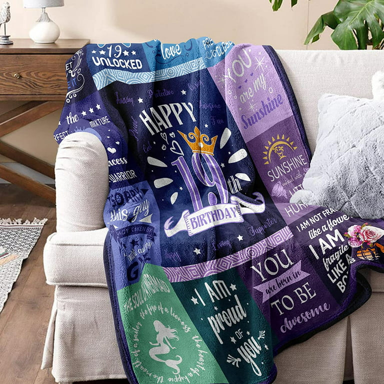 19th Birthday Decorations, 19th Birthday Blanket, Gifts for 19