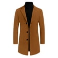 thumbnail image 5 of Unique Bargains Men's Slim Fit Notched Lapel Single Breasted Mid Length Overcoat 2XL Brown, 5 of 6
