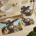 thumbnail image 6 of Funny Donkey 4 Pcs Shower Curtain Sets with Non-Slip Rugs Toilet Lid Cover and Bath Mat Donkey Lovers Waterproof Personality Pattern Bath Curtain for Bathroom Decor, 6 of 8