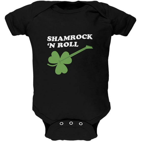 St. Patrick's Day - Shamrock 'N Roll Black Soft Baby One Piece - 9-12 months