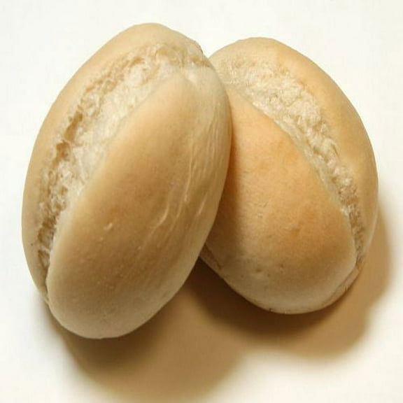 Rotellas Small Split Top White Dinner Roll, 4 inch Length 64 per case.