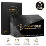QXWPBV Rfid Blocking Cards for Wallet, Nfc Credit Card Protector, Slim Anti-Theft Shield, Black, 5 Pack