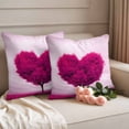 thumbnail image 2 of Valentine's Day Pillow Covers 2 Pack Romantic Spring Pink Maple Leaf Love Heart Tree Pink Pillowcase Waterproof Outdoor Throw Pillow Cover for Patio Garden Square Cushion 26”x26”, 2 of 9