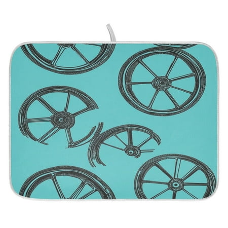 

Wheels Pattern Dish Drying Mat for Kitchen Quick Drying Absorbent Soft Durable 16 x 18