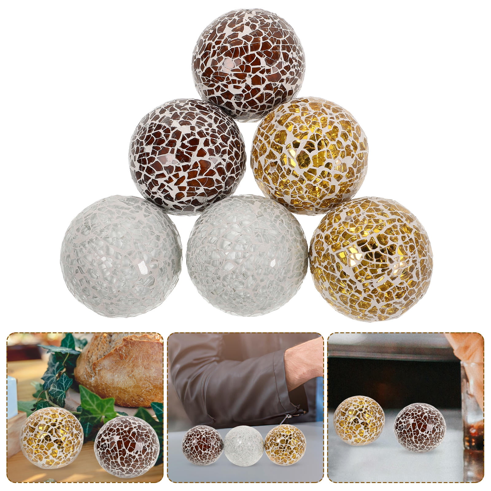 Boule de mosaïque en verre, 3/5 pièces, boules décoratives, décoration de Table en mosaïque pour la maison  15