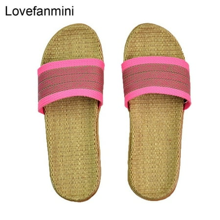 

Natural linen slippers summer home indoor sandals men s women s unisex spring and autumn couples landing guests flax Non-slip
