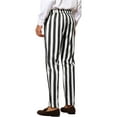 thumbnail image 3 of INSPIRE CHIC Striped Dress Pants for Men's Big & Tall Flat Front Business Trousers 42 Black White, 3 of 4