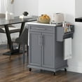 thumbnail image 2 of HOMCOM Kitchen Island, Rolling Kitchen Cart with Stainless Steel Top, Grey, 2 of 10