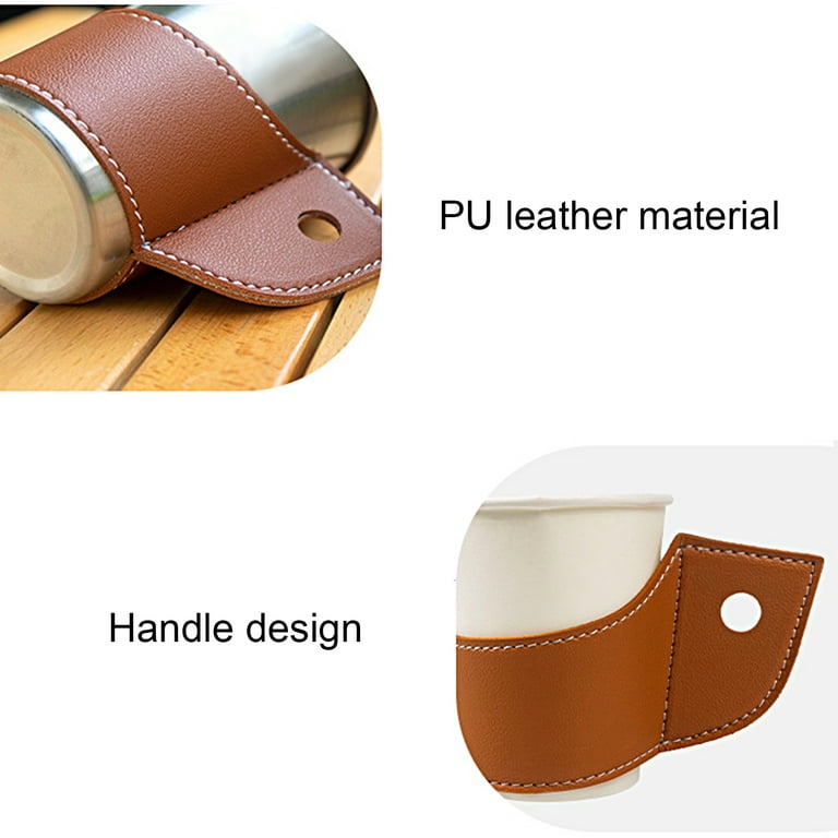 Luxury Leather Drinks Handled Sleeve Holder, Reusable Travel Coffee Cup  Holder, Detachable Metal Chain Cup Holder, Portable Cup Holder Insulated