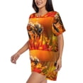 thumbnail image 2 of Fotbe Honeybee On Vibrant Flower Print Pajama Set for Women 2 Piece Loungewear Short Sleeve Tops and Shorts Set Soft Sleepwear-Medium, 2 of 7