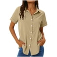 thumbnail image 2 of TASICA Khaki Women's Button Down Shirts Short Sleeve Blouses Spread Collar Solid Color Shirts Lightweight Quick Dry Workout Athletic Tops for Women with Pocket Moisture Wicking, 2 of 9