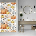 thumbnail image 2 of Fall Harvest Stall Shower Curtain 36x72inches Orange Yellow Pumpkins Shower Curtain Set with Hooks Autumn Yellow Gray Leaves Waterproof Fabric Shower Curtains for Bathroom, 2 of 6