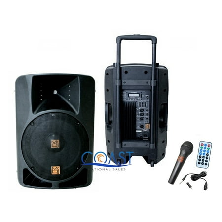 Mr. Dj PLED-4000 2-Way 15-Inch Portable Active Speaker with MP3/FM Radio/Bluetooth/Microphone