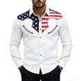 thumbnail image 2 of Mens American Flag Shirt Patriotic Western Cowboy Shirt Print Independence Day Casual Summer Tee Tops S, 2 of 5