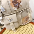 thumbnail image 5 of MMYGU Kawaii Backpack with Pins Kawaii School Backpack Cute Aesthetic Backpack Cute Kawaii Backpack for School (Beige, With Accessories), 5 of 7