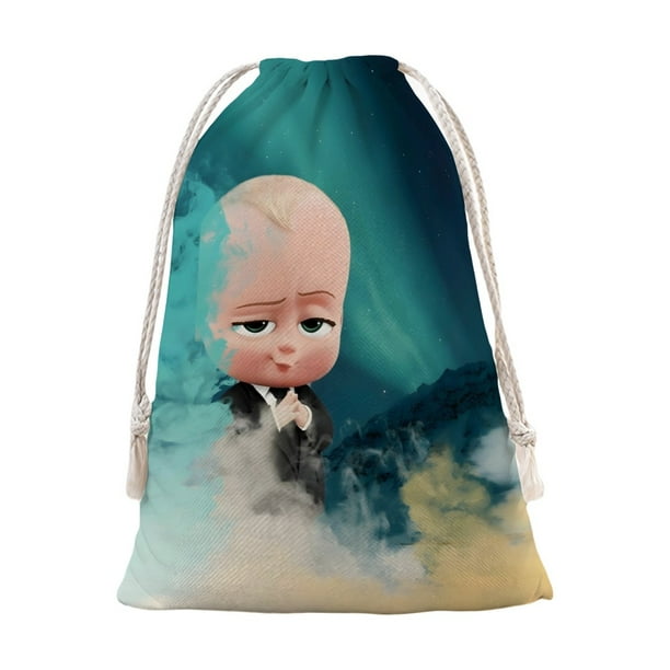 Bebé Jefe: Niño Blanco Bolsa de regalo con cierre de cinta navideño para decoración de Navidad,39cm×30 cm.