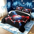 thumbnail image 3 of meiyoeat Patriotic Cross Baseball Bed Spread Queen for Boys, Red Blue USA Flag Drip Queen Coverlet Set, 3-Piece, 1 Comforter and 2 Pillowcases, 3 of 7